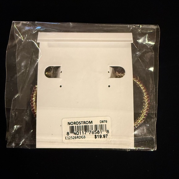 Panacea Hoop Earrings with deep red stones - Picture 3 of 3